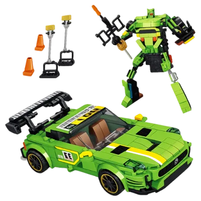 2-in-1 Speed Racing Car & Robot Building Blocks Set - 352 Pieces