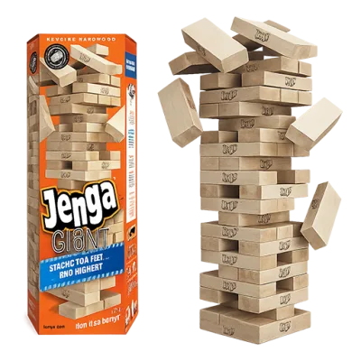Giant Wooden Jenga Tower Game - Hardwood Stacking Blocks for Kids & Family