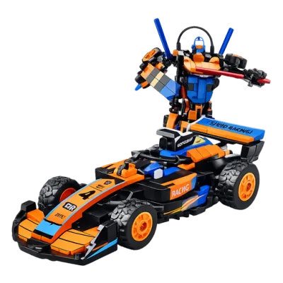 2-in-1 Speed Racing Car Robot Building Blocks Set (322 Pieces) – Orange Racer Construction Toy
