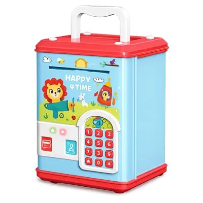 Kids Electronic Money Safe Bank with PIN Code & Automatic Note Deposit (Happy Time) - 3+ Years