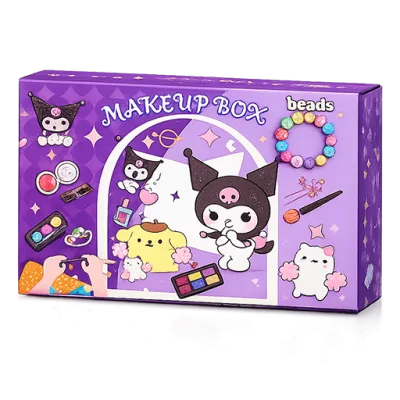 Kids Makeup Box Toy Set with Pretend Cosmetics, Mirror & Beads – Princess Beauty Kit for Girls